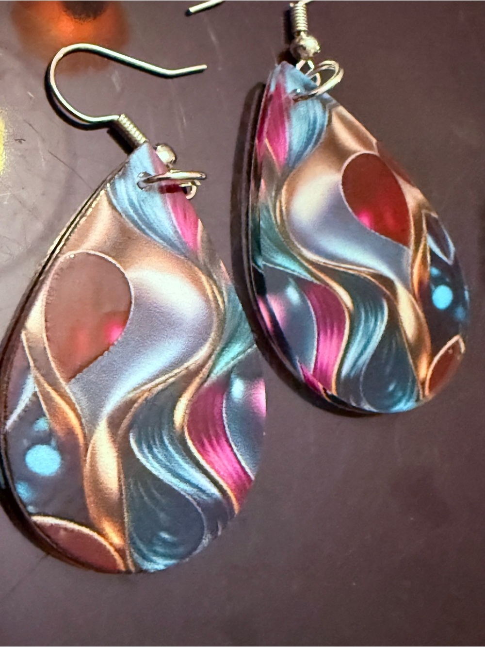 Multicolor Teardrop Earrings Acrylic- Women Accessories